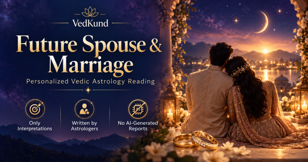 Future spouse and marriage Vedic astrology reading for personalized guidance about a future partner and marriage prospects, interpreted by real astrologers with no AI-generated readings.